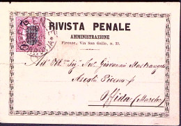 1880-francobollo Sopr.c.2/2,00 Su Cartolina Viaggiata Firenze - Storia Postale