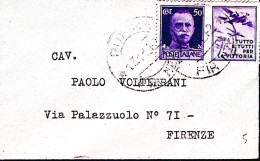 1942-Propaganda C.50 Aeronautica Isolato Su Busta Firenze (13,11) - Poststempel