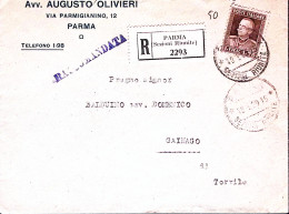 1929-effigie Lire 1,75 Isolato Su Raccomandata Parma (10.1) - Poststempel