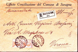 1927-Michetti Coppia C.60 Su Raccomandata Soragna (7.5) - Poststempel
