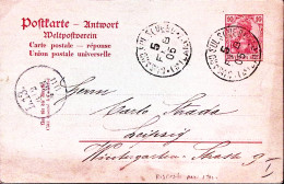 1905-GERMANIA Cartolina Postale P.10+10 (risposta) Annullo Cusano Sul Seveso (5, - Storia Postale