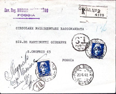 1941-Imperiale Due C.35 Su Stampe Raccomandate Foggia (30.6) - Poststempel