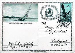 1937-Ungheria Cartolina Postale Pubblicitaria Concorsi Di Vela Sul Lago Balaton  - Hongrie