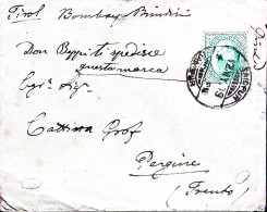 1909-India 1/2 A. Su Busta Aperta Via Bombay-Brindisi Da Saicpur (12.5) Per L'Au - Other & Unclassified