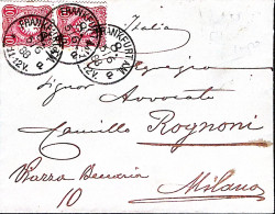 1888-GERMANIA Coppia C.10 Su Busta Frankfurt (5.6) Per L'Italia - Storia Postale