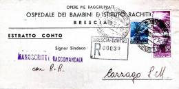 1950-Democratica Lire 15 E Coppia 20 Su Piego Raccomandato Brescia (25.5) - 1946-60: Marcofilie