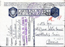 1942-XXX Legione CC.NN. D Assalto Tondo E Lineare Su Cartolina Franchigia C.2 E  - Storia Postale