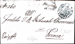 1861-AUSTRIA PERGINE Corsivo (18.9) Su Lettera Completa Testo Per Verona - Sonstige & Ohne Zuordnung