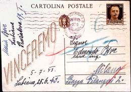 1943-DIREZIONE CARCERE SAN VITTORE Tondo In Gomma Posto In Arrivo Su Cartolina P - Storia Postale