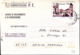 1994-750 ARCICONFRATERNITA Della MISERICORDIA Lire 750 Isolato Su Avviso Ricevim - 1991-00: Marcophilie