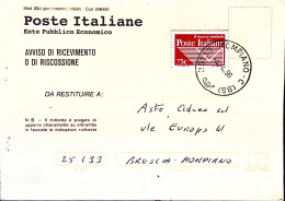 1996-POSTE ITALIANE Lire 750 Isolato Su Avviso Ricevimento - 1991-00: Marcophilie