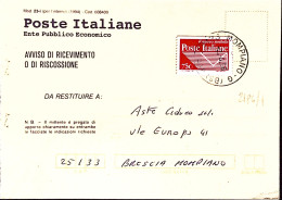 1996-POSTE ITALIANE Lire 750 NON DENTELLATO IN ALTO Isolato Su Avviso Riceviment - 1991-00: Marcophilie