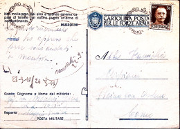 1943-Cartolina Franchigia Affrancata Imperiale C.30 Con Avviso Di Passaggio Per  - Storia Postale