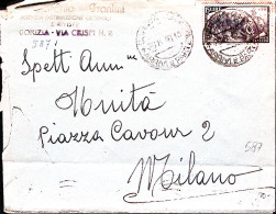 1948-Risorgimento Lire 15 Isolato Su Busta Gorizia (20.8) - 1946-60: Poststempel