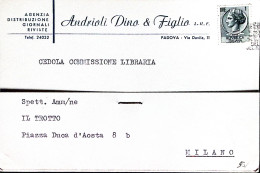 1960-Siracusana Lire 1 Isolato Su Cedola Commissione Libraria Padova (4.12) - 1946-60: Poststempel