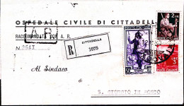 1950-Democratica Lire 2 E 3 + Italia Al Lavoro Lire 50 Su Piego Raccomandato Cit - 1946-60: Marcophilia