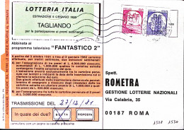 1981-CASTELLI Bobine Coppia Lire 30+170 Isolata Su Cartolina Concorso - 1981-90: Storia Postale