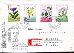 1967-Ungheria Flora Serie Cpl. (fr.lli Anche Al Verso) Su Raccomandata Budapest  - Poststempel (Marcophilie)