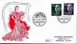 1955-SPAGNA IV Festival Intern. Musica E Danza/Granada (3.7) Annullo Speciale - Lettres & Documents