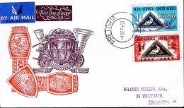 1953-SUD AFRICA 100 Ann. Francobollo Triangolare Serie Cpl. (194/5) Fdc - Lettres & Documents