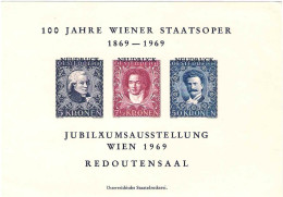 1969-Autriche Osterreich Austria Cartoncino Speciale Con Tre Valori Reimpressi " - Briefe U. Dokumente