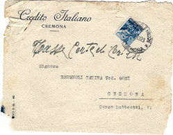 1949-intero Frontespizio Di Lettera Del Credito Italiano Affrancato "perfin"L.15 - 1946-60: Marcophilia