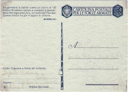 1943-cartolina In Franchigia "fra Germanici E Italiani"cat.Filagrano Euro 15. Sc - Interi Postali