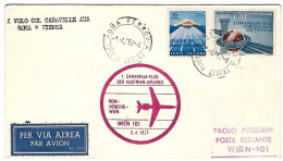 1964-I^volo Caravelle AUA Roma-Vienna Del 2 Aprile - Poste Aérienne