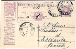 1922-cartolina Postale 25c.viola Michetti Con Testo Pubblicitario Banca Italiana - Postwaardestukken