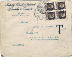 1932-diretta In Argentina Affr. Quartina Del 30c.Imperiale Tassata 10c. - Poststempel