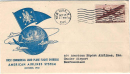 1945-U.S.A. Commemorativo Del I^volo American Airlines New York-Newfoundland, Af - Covers & Documents