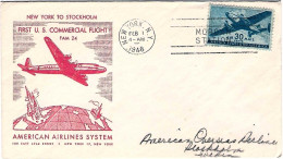 1946-U.S.A. Affrancato Commemorativo Del I^volo FAM 24 New York-Stoccolma - 2c. 1941-1960 Brieven