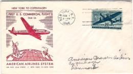 1946-U.S.A. Affrancato Commemorativo Del I^volo FAM 24 New York-Copenhagen - 2c. 1941-1960 Storia Postale