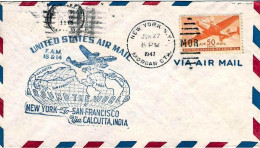 1939-U.S.A. Cachet Around The World FAM 18 Et 14 New York-San Francisco Via Calc - 1c. 1918-1940 Lettres