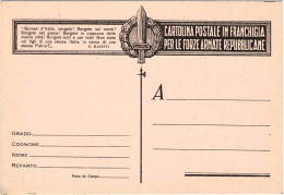 1944/45-RSI Cartolina Postale In Franchigia ,delle Forze Armate Repubblicane "gl - Marcophilie