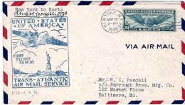 1939-U.S.A. Con Bel Cachet Trans-Atlantic FAM 18 "New York-Horta (Azzorre)" - 1c. 1918-1940 Covers