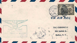 1928-Canada Cachet I^volo Montreal-Albany (USA),al Verso Bollo D'arrivo A Buffal - Premiers Vols