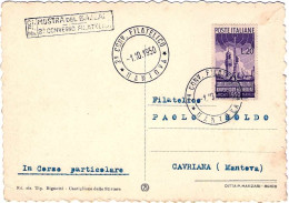 1950-cat.Sassone Euro 100, L.20 Radiodiffusione Su Cartolina "castello Dei Gonza - 1946-60: Marcophilia