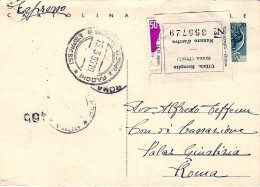 1955-cartolina Postale L.20 Siracusana Con Affrancatura Aggiunta Espresso L.50 P - 1946-60: Marcophilia