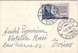 1956-biglietto Da Visita Affrancato L.25 Avogadro - 1946-60: Marcofilie