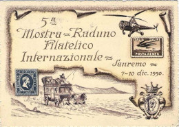 1950-cartolina V Mostra Raduno Filatelico Internazionale Sanremo Affrancata L.5+ - Demonstrationen