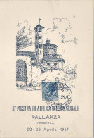 1957-cartolina II^mostra Filatelica Interregionale Verbania Pallanza Affrancata  - Manifestazioni