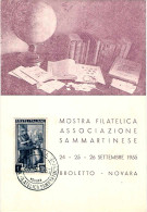 1955-Novara Broletto Cartolina Mostra Filatelica Associazione Sammartinese-affra - Demonstrations