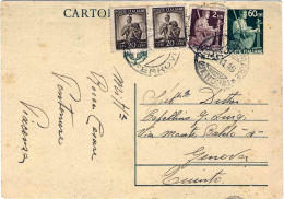 1946-cartolina Postale 60c.Agricoltore Con Francobolli Aggiunti Coppia 20c.+L.2  - 1946-60: Marcophilie
