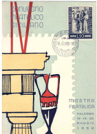 1956-cartolina IV Convegno Filatelico Siciliano-Palermo Affrancata L.10 Beato An - Betogingen