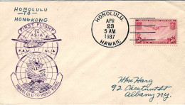 1937-U.S.A. Affr. Con Bel Cachet "First Flight Honolulu-Hong Kong" - 1c. 1918-1940 Lettres