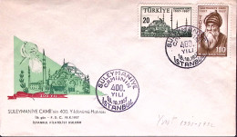 1957-TURCHIA 400 Inaugurazione Moschea Di Suleyman Serie Completa Su Fdc - Storia Postale