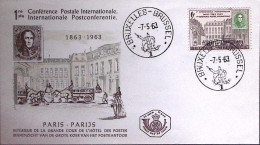 1963-Belgio Anniversario Conferenza Postale Parigi Su Busta Fdc - Sonstige & Ohne Zuordnung