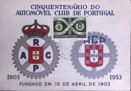 1953-PORTOGALLO 50 Automobile Club E.1 Non Annullato Su Cartolina - Postmark Collection