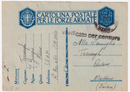 1943-R.AEROPORTO 460 Tondo E Manoscritto Su Cartolina Franchigia Posta Militare  - Weltkrieg 1939-45